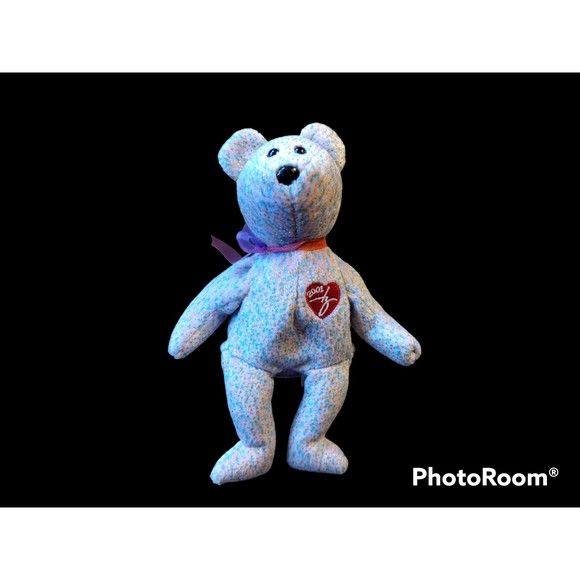 2001 Signature Bear, TY Beanie Baby, Colorful, 9 Inches - Picture 2 of 10